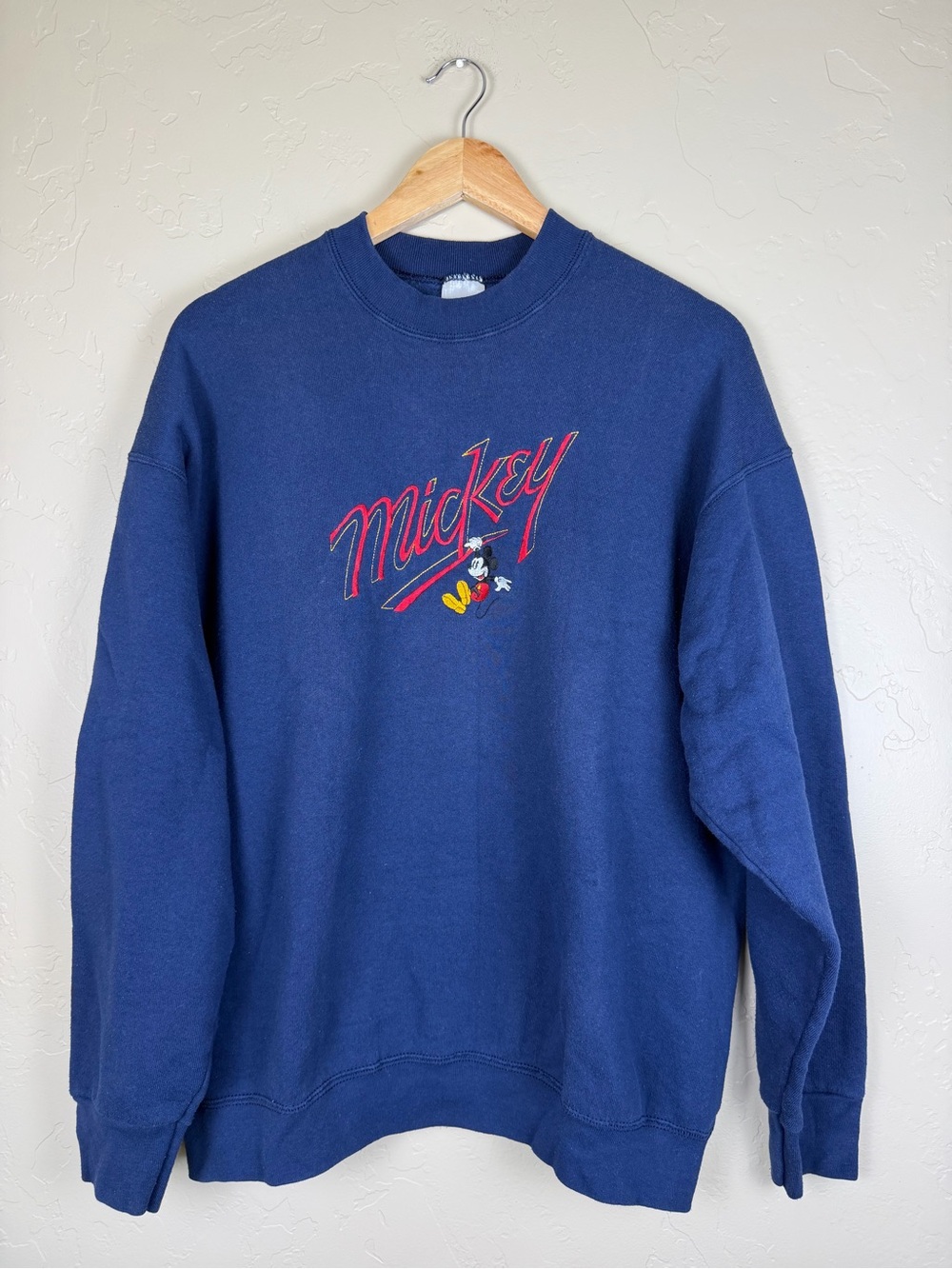Disney Mickey Mouse Vintage-Style Embroidered Crewneck Sweatshirt Blue XL